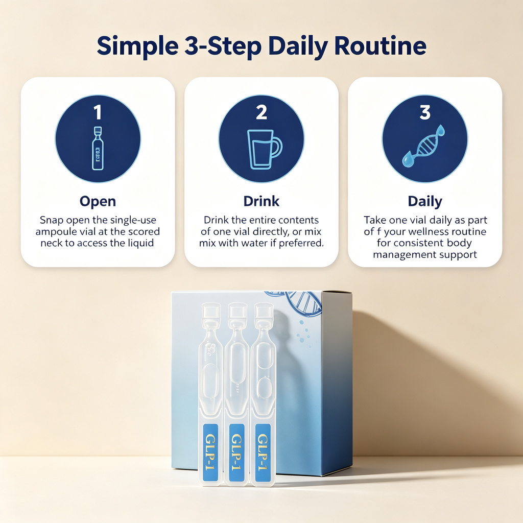 Daily Wellness Body Weight Management Oral Solution 5 Single Vials, Metabolism Support Oral Supplement Liquid for Healthy Body Conditioning