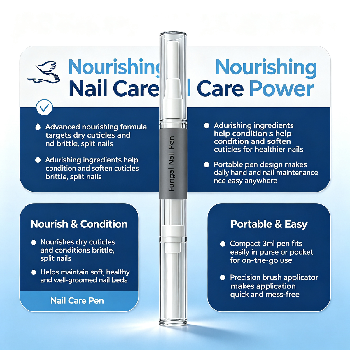 3ml Portable Hand Nail Care Pen, Nourishing Cuticle Conditioning Treatment Pen for Dry Brittle Split Nails Daily Hand Nail Maintenance