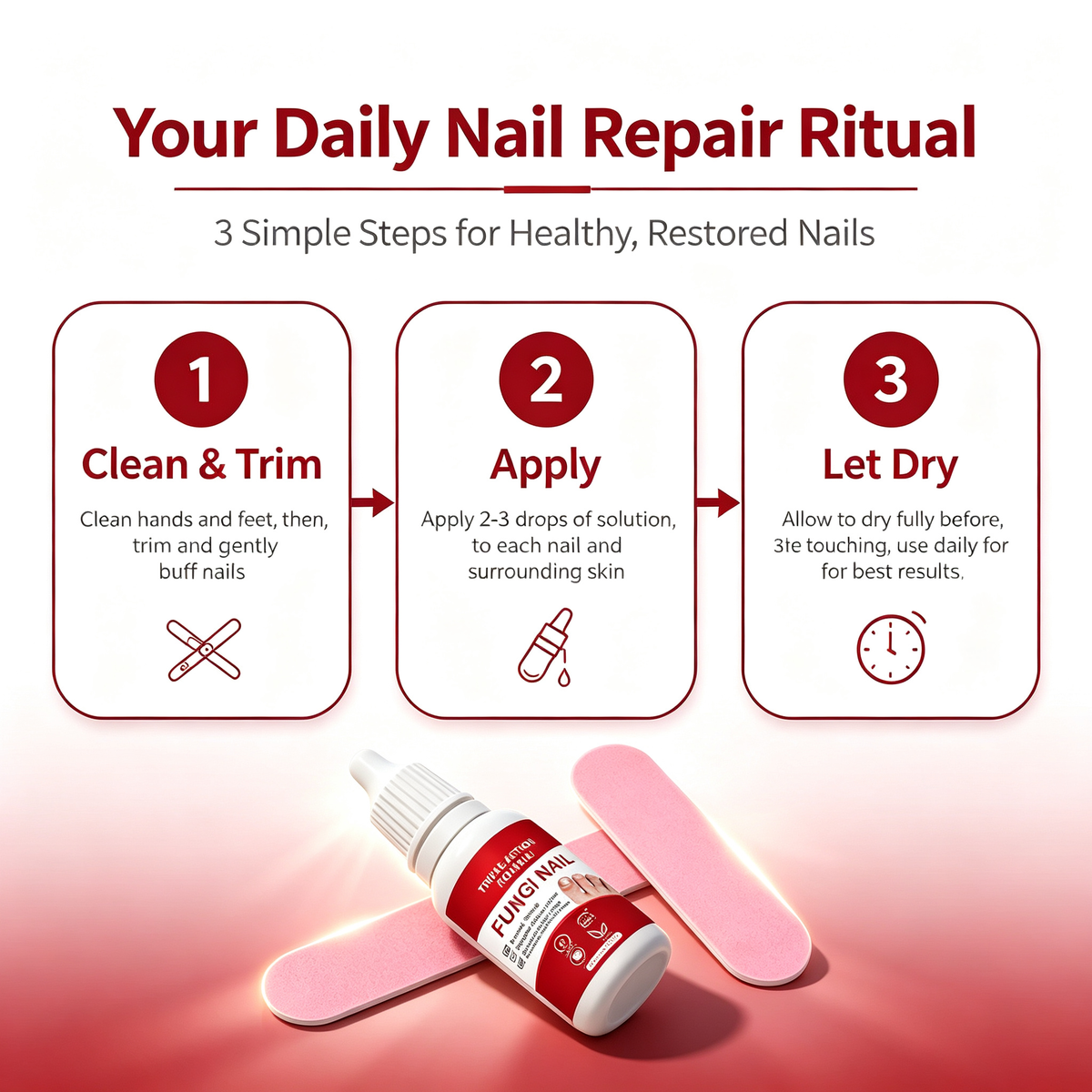 Nail Care Repair Solution 15ML, Effective Nail Discoloration & Damaged Nail Restoring Liquid for Thick Brittle Uneven Nails Daily Nail Conditioning Treatment