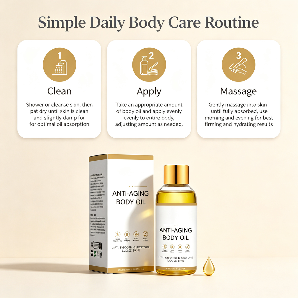Anti-Aging Nourishing Body Oil 100ml, Deep Hydrating Firming Massage Oil for Dry Skin & Full Body Elasticity Daily Skin Maintenance