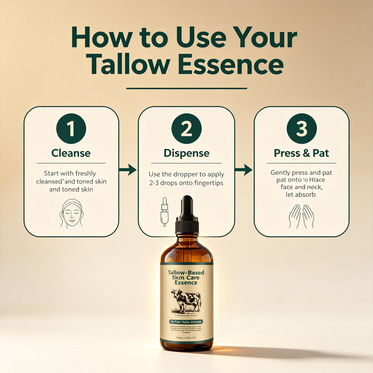 Tallow Base Nourishing Facial Care Essence 100ml, Deep Hydrating Barrier Repair Facial Serum for Dry Skin & Daily Skin Smoothness Maintenance