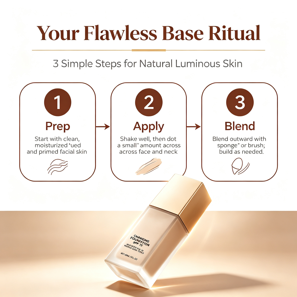 Long Wear Natural Finish Liquid Foundation 30ml, Lightweight Buildable Coverage Facial Base Makeup Oil Control Sweat Resistant Daily Face Foundation