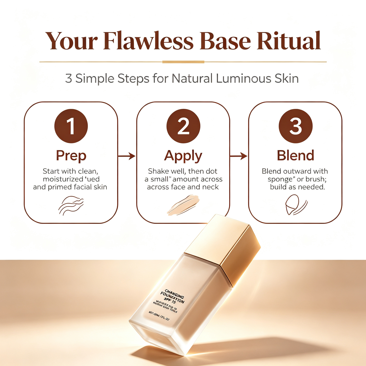 Long Wear Natural Finish Liquid Foundation 30ml, Lightweight Buildable Coverage Facial Base Makeup Oil Control Sweat Resistant Daily Face Foundation