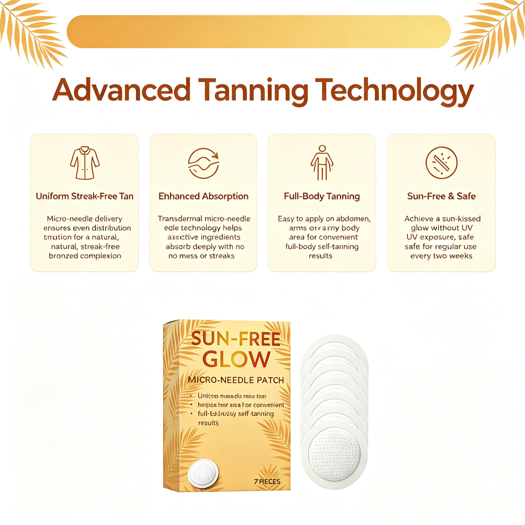 Sun-Free Glow Micro-Needle Tanning Patch, 7 Counts, Self-Tan Patch for Natural Even Skin Bronzing