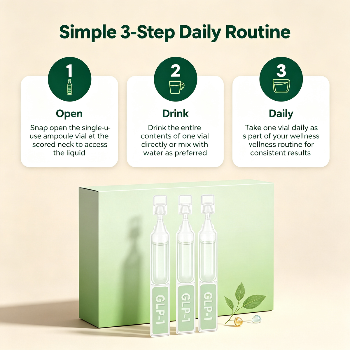 6-in-One GLP-1 Complex Oral Liquid 5 Single Vials, Daily Wellness Support Oral Supplement Liquid for Body Metabolic & Overall Health Maintenance