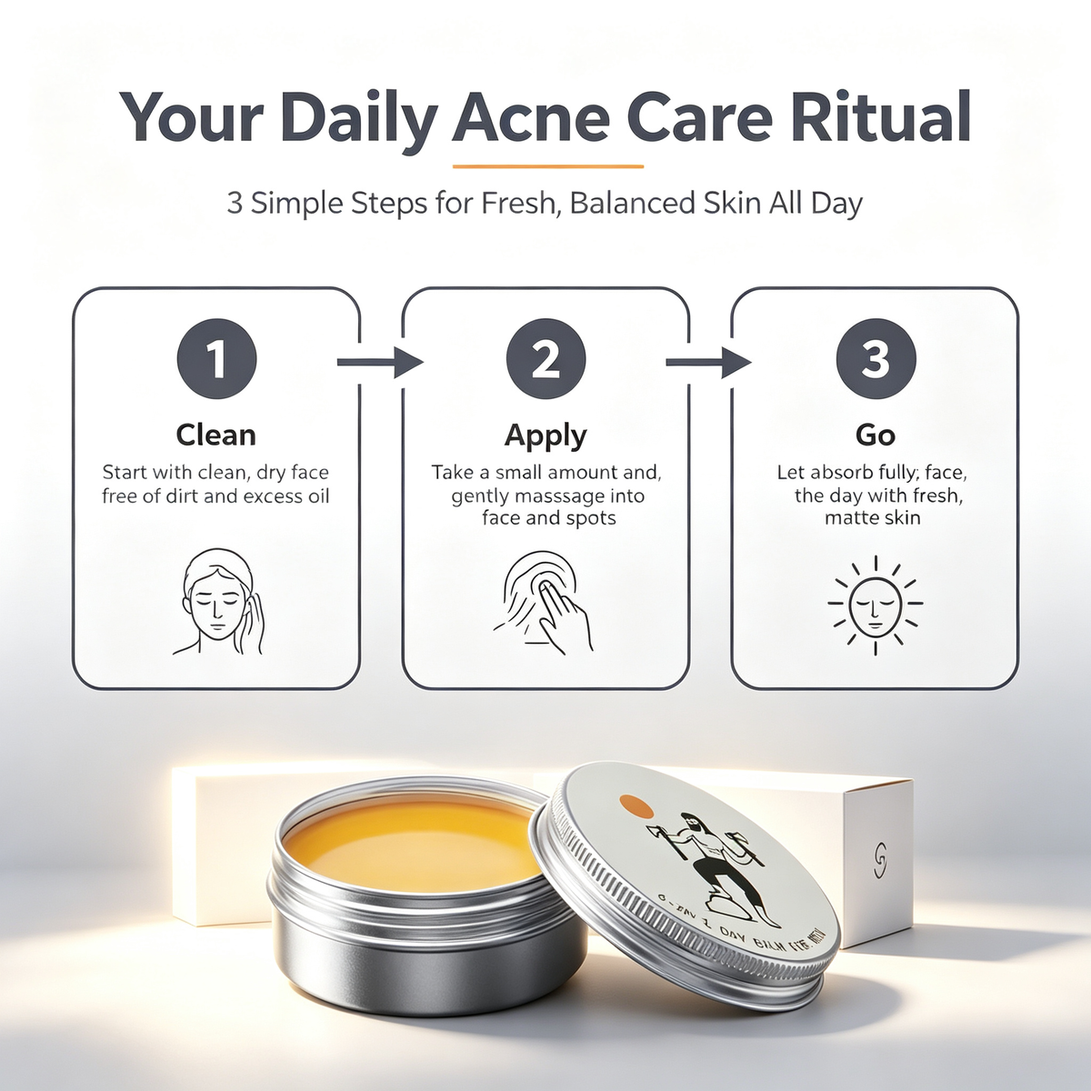 30ml Daily Acne Care Balm, Daytime Redness Calming Facial Repair Cream for Breakout-Prone Skin Spot Conditioning Oil Control Day Skin Care Cream