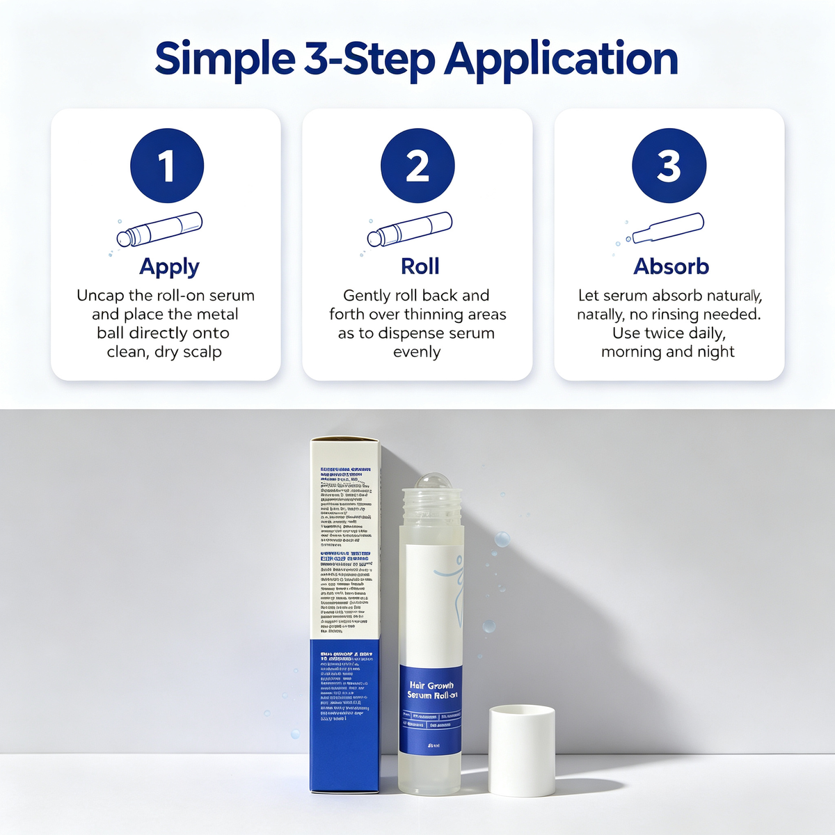 Anti Hair Loss Scalp Care Roll-on Serum 25ml, Portable Hair Growth Essence for Follicle Maintenance & Reducing Hair Shedding