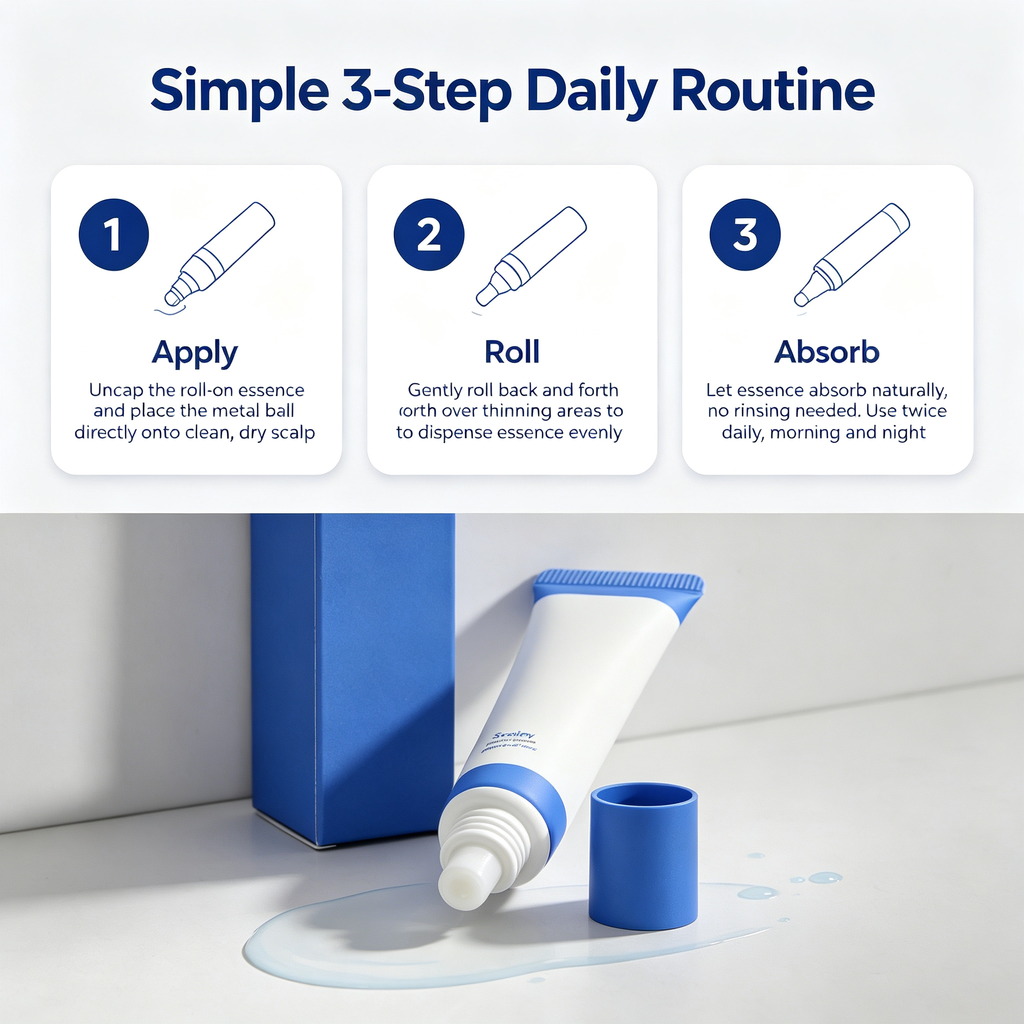 Anti Hair Loss Scalp Care Roll-on Hair Growth Essence 20ml, Portable Follicle Nourishing Serum for Reducing Hair Shedding & Daily Scalp Maintenance