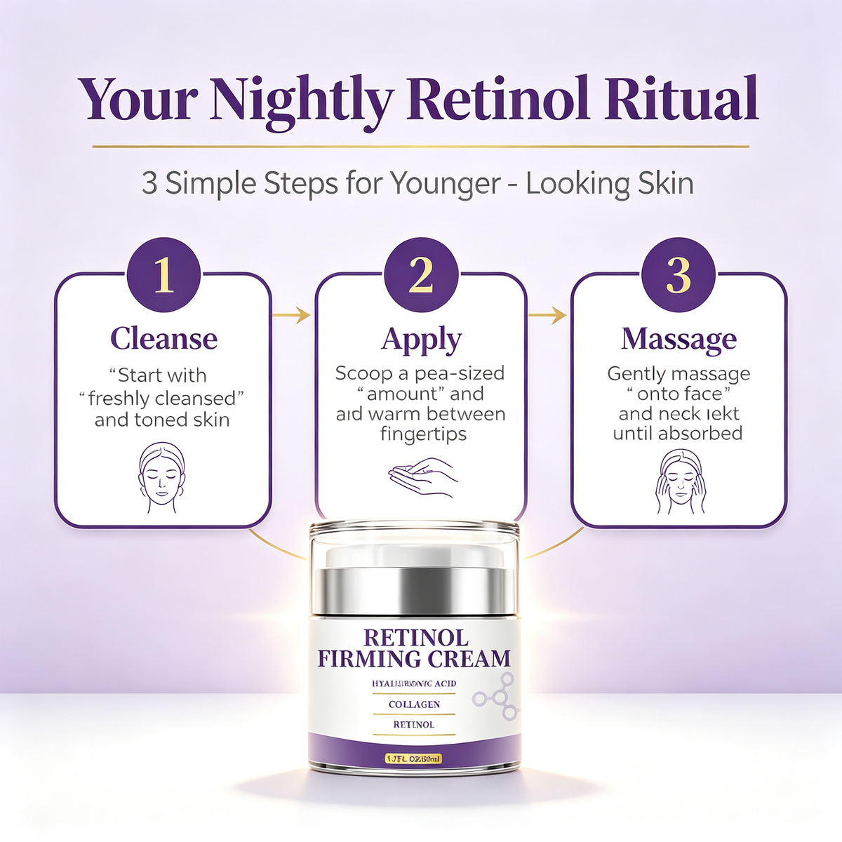 Retinol Anti-Wrinkle Firming Facial Cream 50ml, Overnight Skin Renewal Moisturizer for Fine Lines & Skin Elasticity Daily Anti-Aging Facial Care