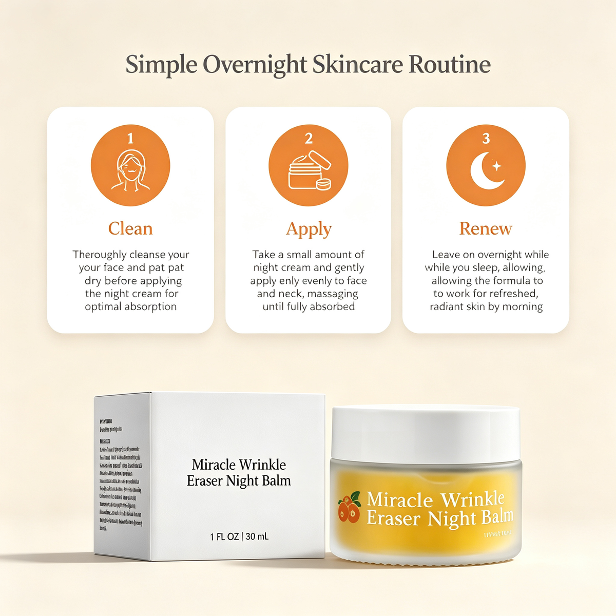 Anti-Wrinkle Overnight Facial Night Cream, Hydrating Firming Skin Care Night Moisturizer for Fine Lines & Daily Facial Skin Renewal Maintenance