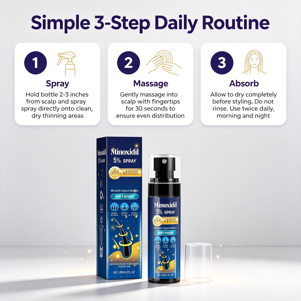 5% Hair Growth Spray 60ml, Scalp Nourishing Topical Mist for Follicle Care & Reducing Hair Shedding