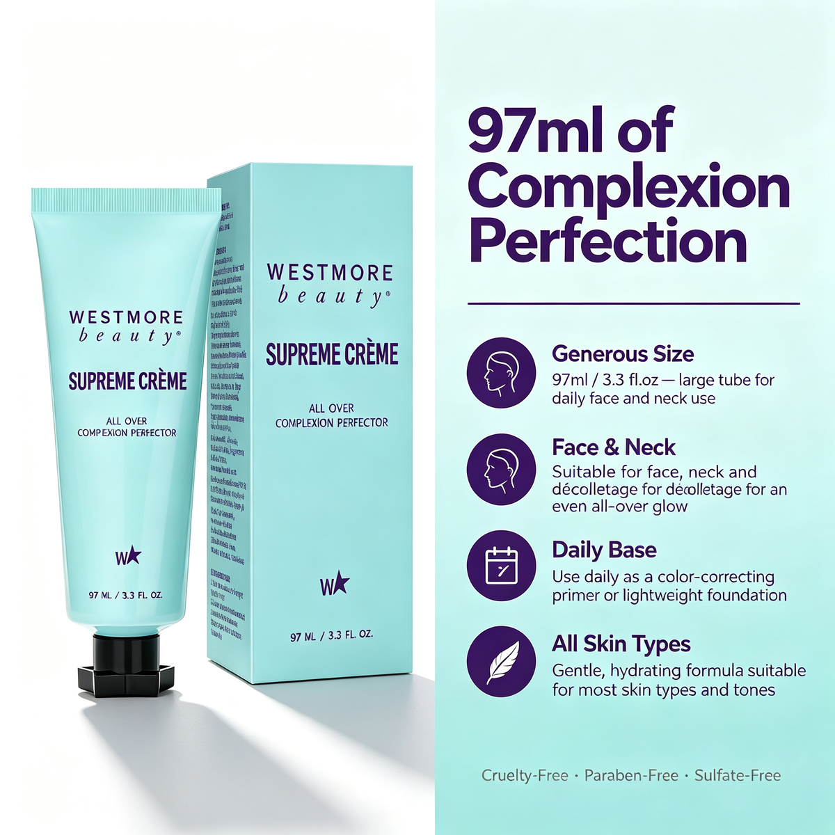 Long Lasting Brightening CC Concealer Cream 97ml, Lightweight All-Day Coverage Color Correcting Base Makeup for Natural Luminous Skin Tone Daily Face Makeup