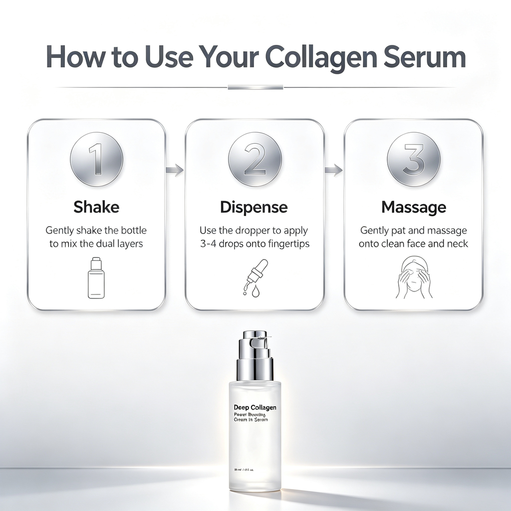 Deep Collagen Anti-Wrinkle Facial Serum 30ml, Firming Hydrating Essence for Fine Line Reduction & Daily Skin Elasticity Maintenance