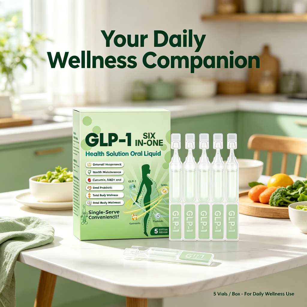 6-in-One GLP-1 Complex Oral Liquid 5 Single Vials, Daily Wellness Support Oral Supplement Liquid for Body Metabolic & Overall Health Maintenance