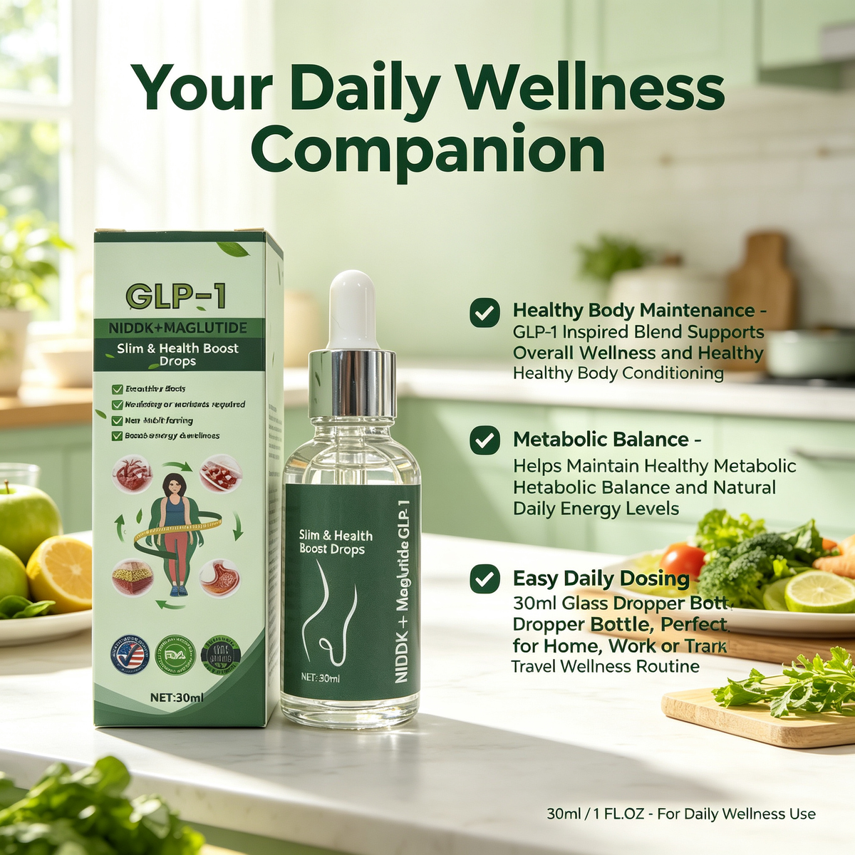 Body Conditioning Oral Support Drops 30ml, Daily Metabolic Balance Dietary Supplement Liquid for Healthy Body Maintenance