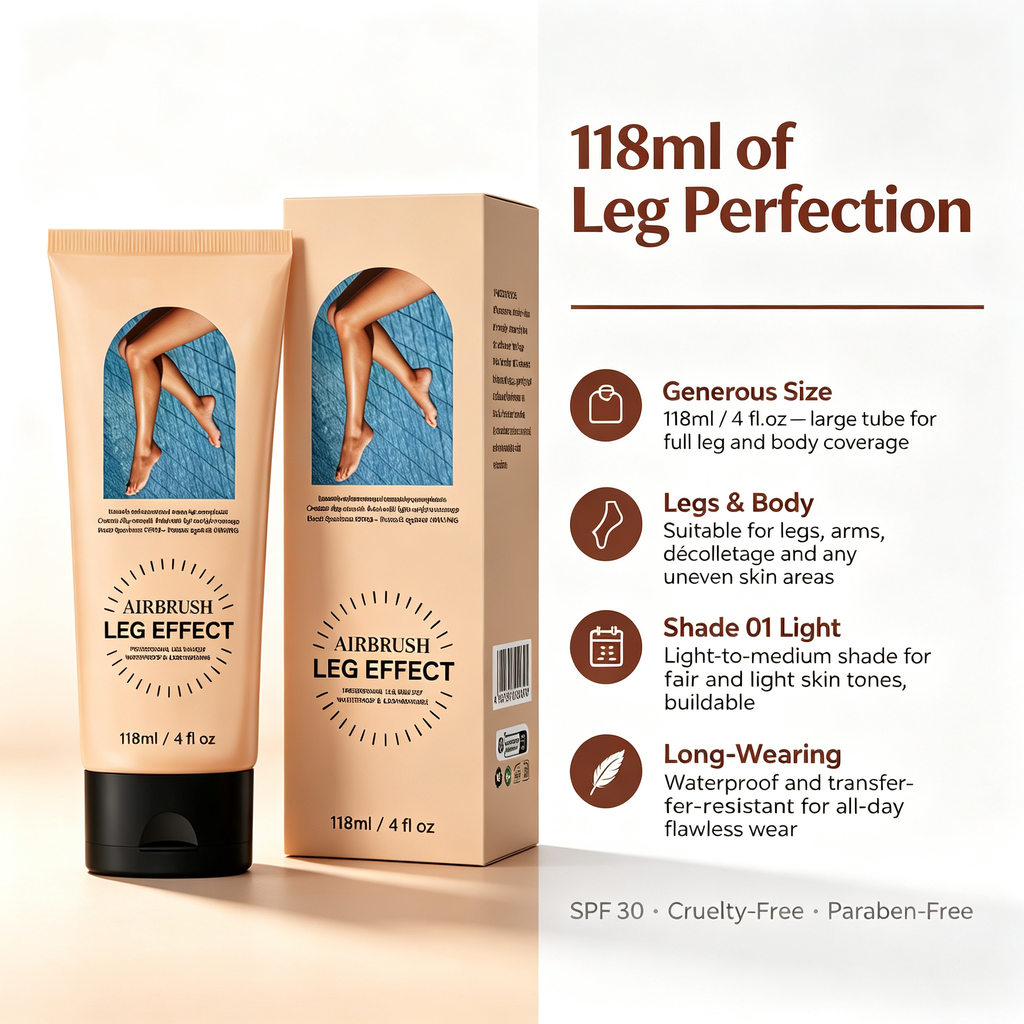 Body Leg Concealer Lotion Shade 01, Long Lasting Waterproof Skin Tone Evening Cover Cream for Scars Bruises Veins Blemishes Full Body Coverage Makeup