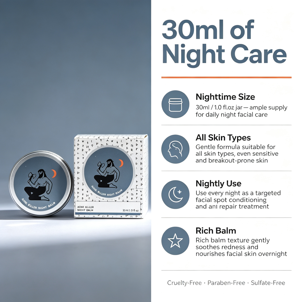 30ml Overnight Acne Repair Balm, Nighttime Soothing Redness Relief Facial Cream for Breakout Prone Skin Spot Conditioning Daily Night Skin Care Cream