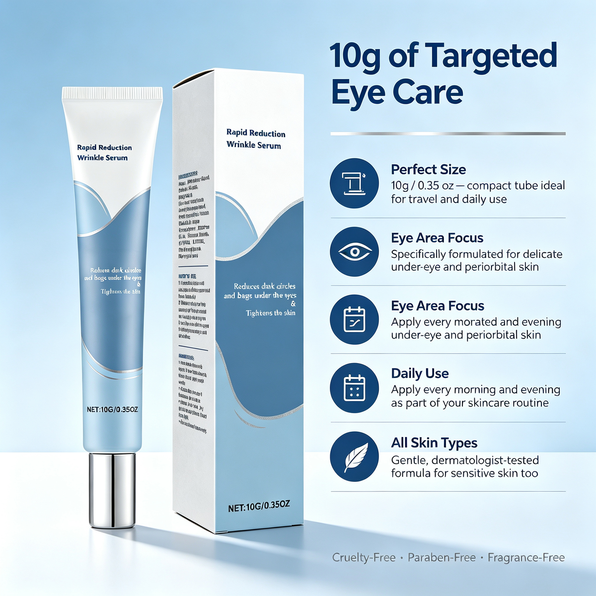 Anti-Wrinkle Eye Serum 10ml, Firming Hydrating Under Eye Essence for Crow’s Feet Dark Circles & Periorbital Skin Elasticity Daily Eye Care