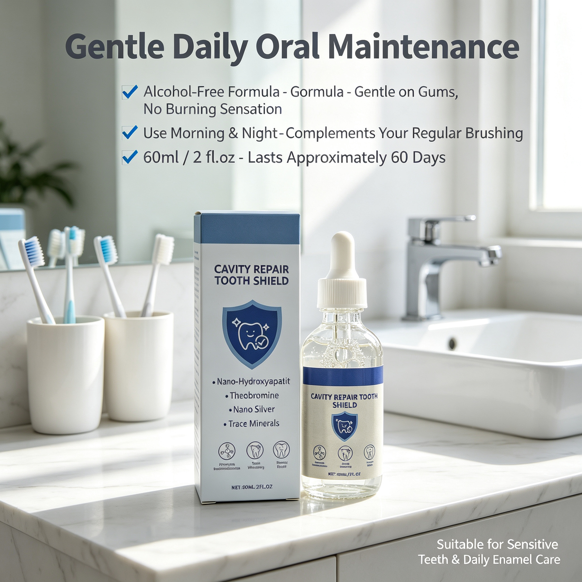 Gum Care & Tooth Shield Repair Drops 60ml, Daily Oral Care Liquid for Gum Comfort & Teeth Surface Maintenance