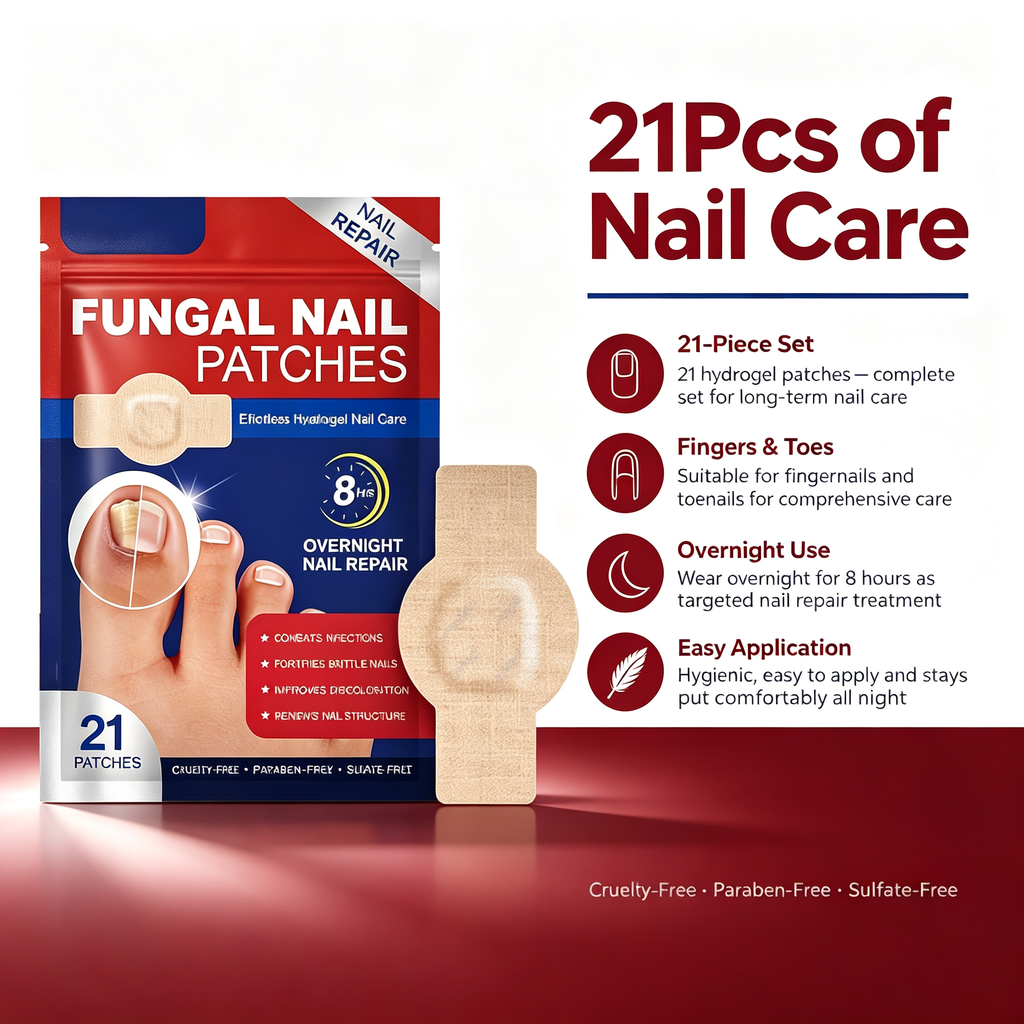 21Pcs Nail Care Repair Patches, Overnight Targeted Treatment Patches for Discolored Thick Brittle Damaged Nails Long-Term Finger Toe Nail Conditioning Sticker Kit