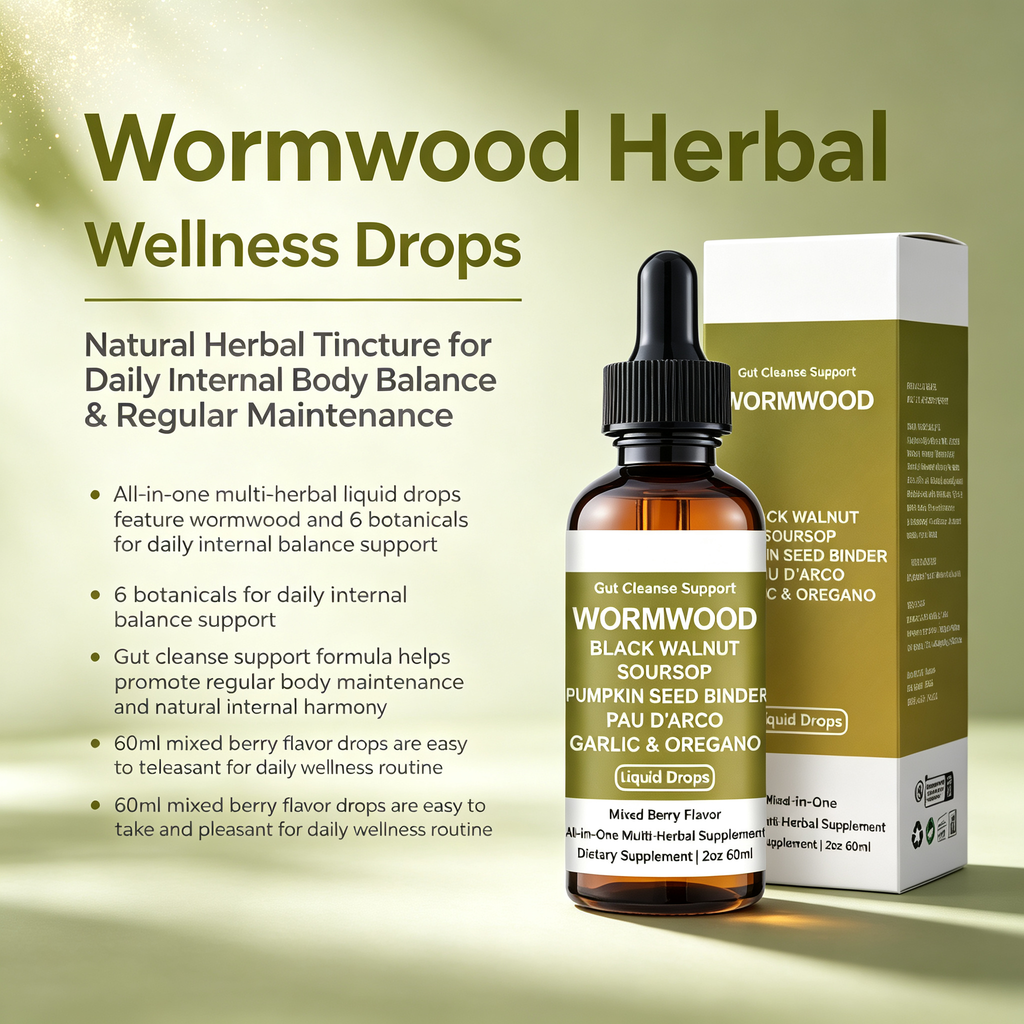 60ml Wormwood Herbal Dietary Supplement Liquid Drops, Natural Herbal Wellness Tincture for Daily Internal Body Balance & Regular Body Maintenance Support Drops
