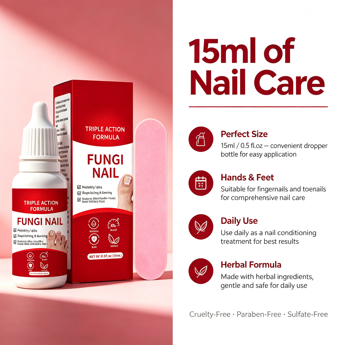 Nail Care Repair Solution 15ML, Effective Nail Discoloration & Damaged Nail Restoring Liquid for Thick Brittle Uneven Nails Daily Nail Conditioning Treatment