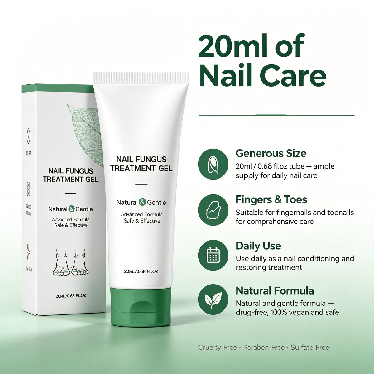 20ML Nail Repair Treatment Gel, Targeted Care Gel for Discolored Thick Brittle Damaged Fingernails & Toenails Daily Nail Conditioning Restoring Gel