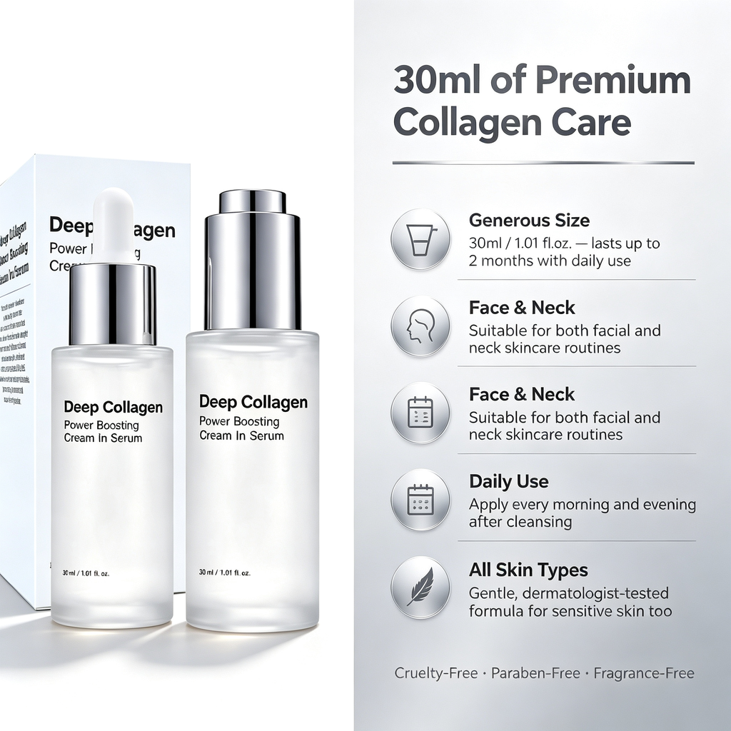Deep Collagen Anti-Wrinkle Facial Serum 30ml, Firming Hydrating Essence for Fine Line Reduction & Daily Skin Elasticity Maintenance