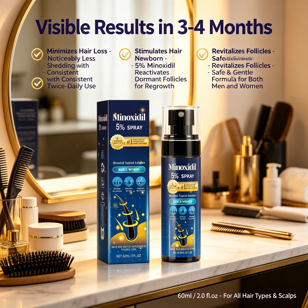 5% Hair Growth Spray 60ml, Scalp Nourishing Topical Mist for Follicle Care & Reducing Hair Shedding