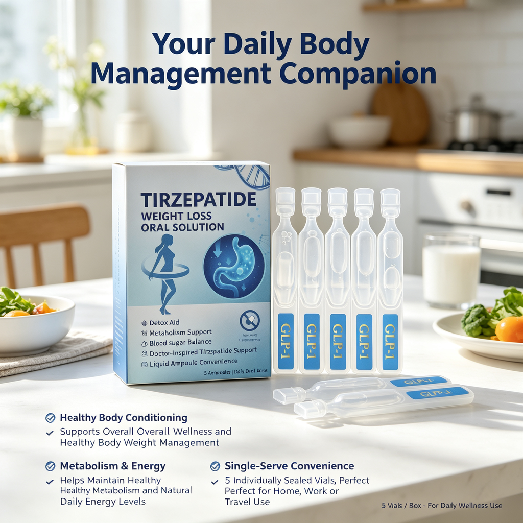 Daily Wellness Body Weight Management Oral Solution 5 Single Vials, Metabolism Support Oral Supplement Liquid for Healthy Body Conditioning