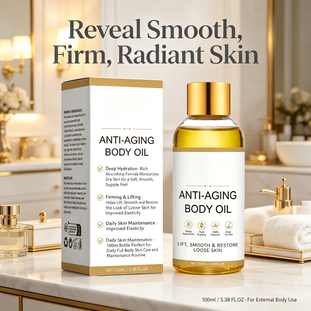Anti-Aging Nourishing Body Oil 100ml, Deep Hydrating Firming Massage Oil for Dry Skin & Full Body Elasticity Daily Skin Maintenance
