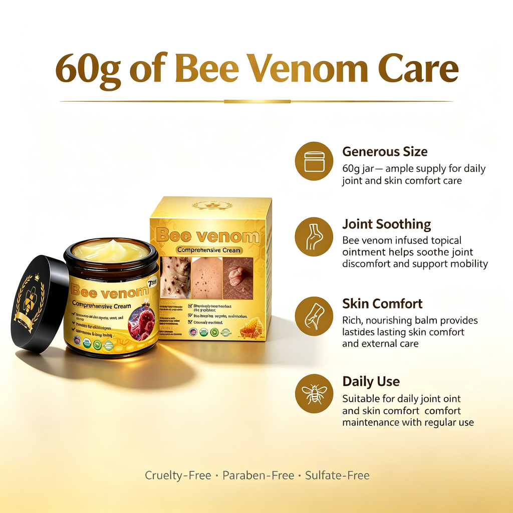 60g Bee Venom Joint Care Ointment, Topical Soothing Cream for Joint Discomfort Relief, Daily Joint Mobility & Skin Comfort External Care Balm
