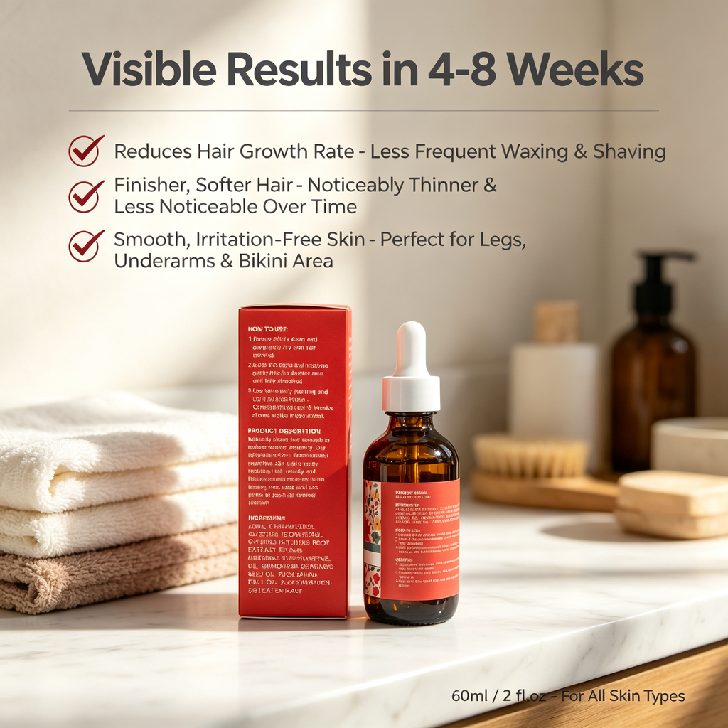 Hair Growth Inhibitor Serum 60ml, Post Hair Removal Care Essence for Slowing Hair Regrowth & Smoothing Skin