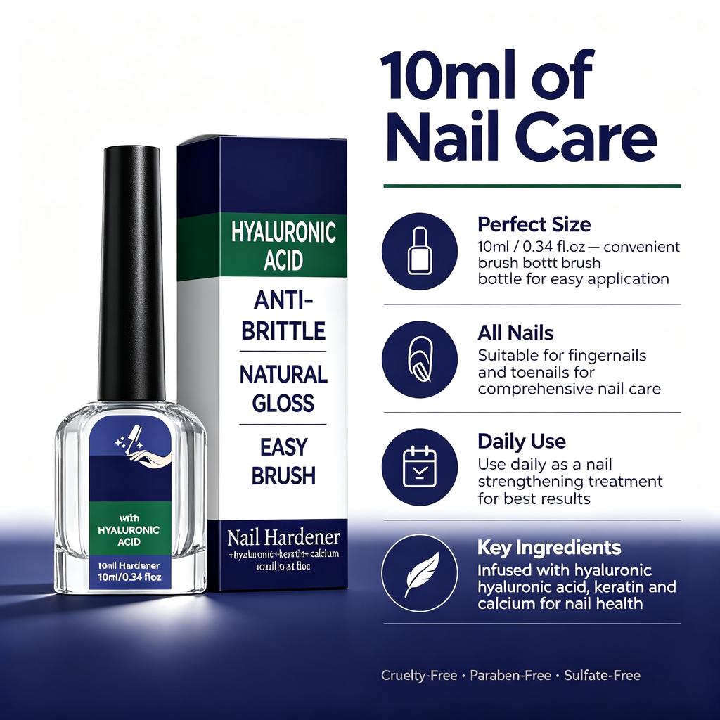 Anti-Brittle Nail Hardener 10ml, Natural Gloss Nail Strengthening Treatment Liquid for Weak Peeling Split Nails Daily Nail Surface Protection Care