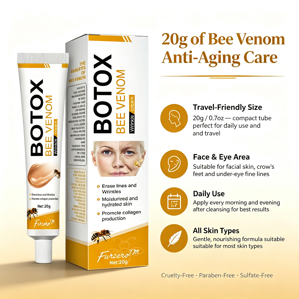 Bee Venom Anti-Wrinkle Facial Cream 20g, Firming Lifting Essence Cream for Fine Lines Crow’s Feet & Skin Elasticity Daily Anti-Aging Facial Care