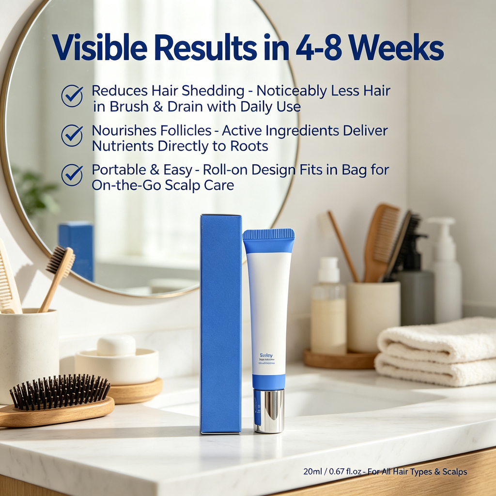 Anti Hair Loss Scalp Care Roll-on Hair Growth Essence 20ml, Portable Follicle Nourishing Serum for Reducing Hair Shedding & Daily Scalp Maintenance