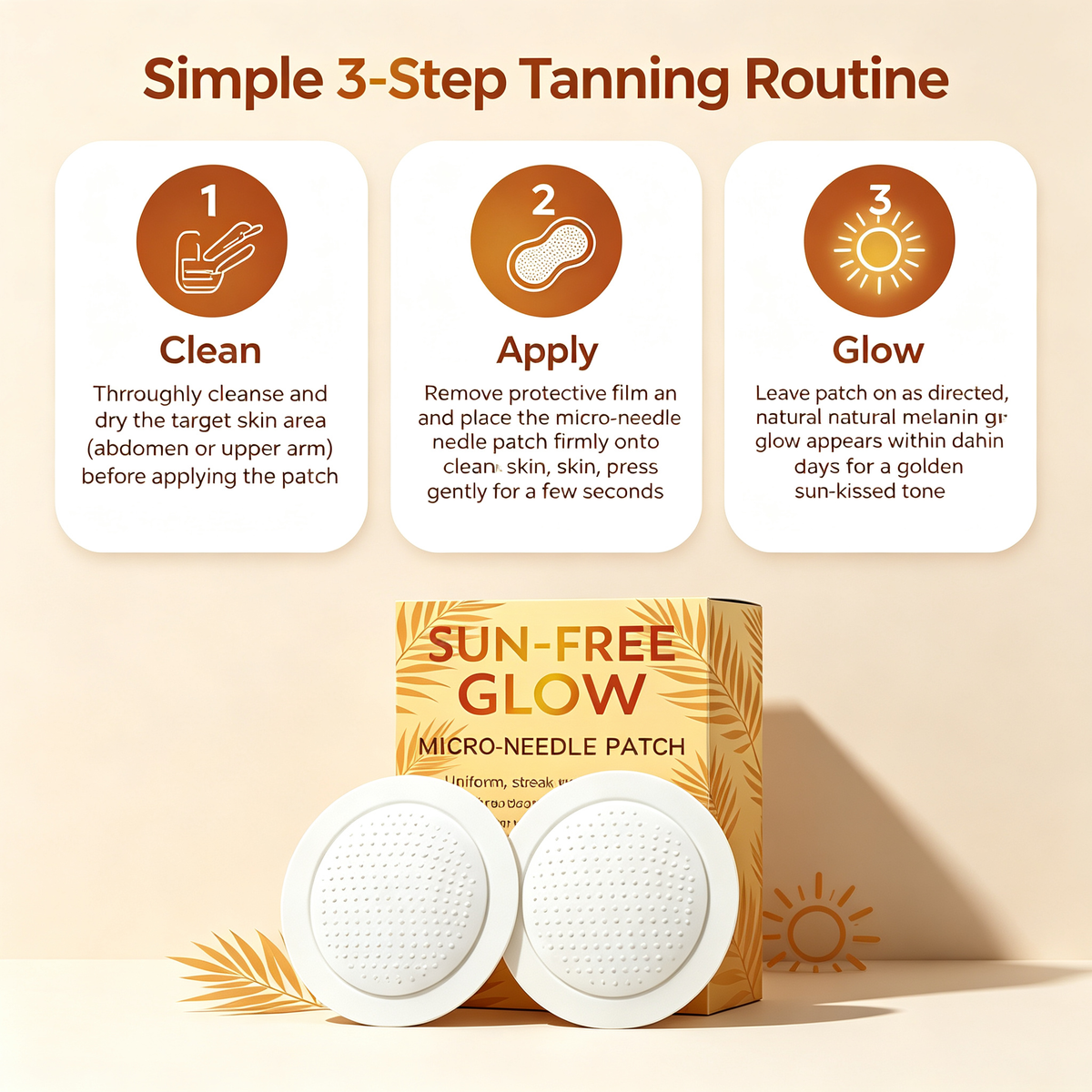 Sun-Free Glow Micro-Needle Tanning Patch, 7 Counts, Self-Tan Patch for Natural Even Skin Bronzing
