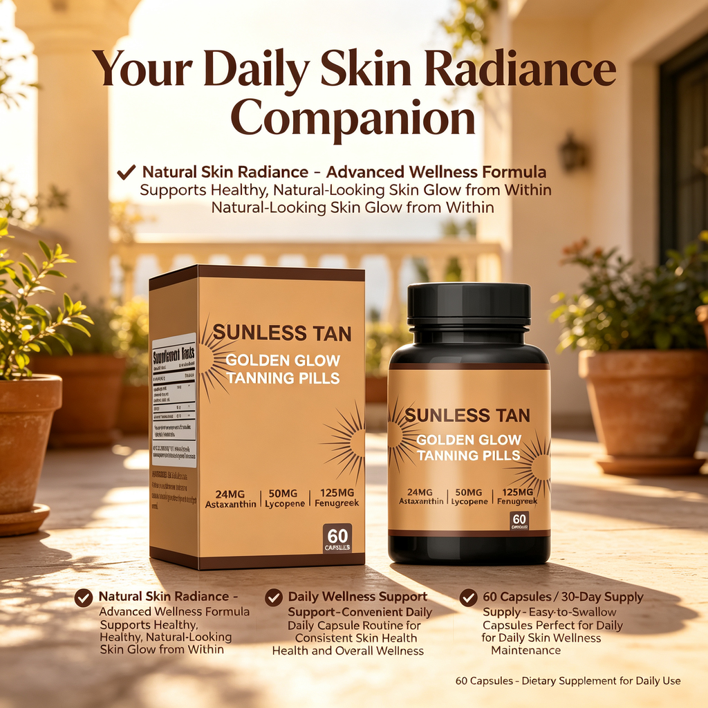 Sunless Tan Support Capsules, 60 Capsules, Daily Wellness Supplement for Skin Radiance Support