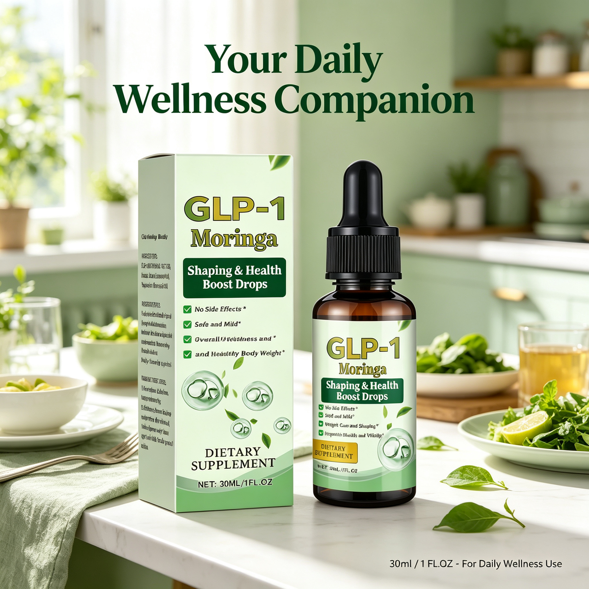Moringa Infused GLP-1 Wellness Support Oral Drops 30ml, Daily Metabolic Support Dietary Supplement Liquid for Healthy Body Conditioning Maintenance