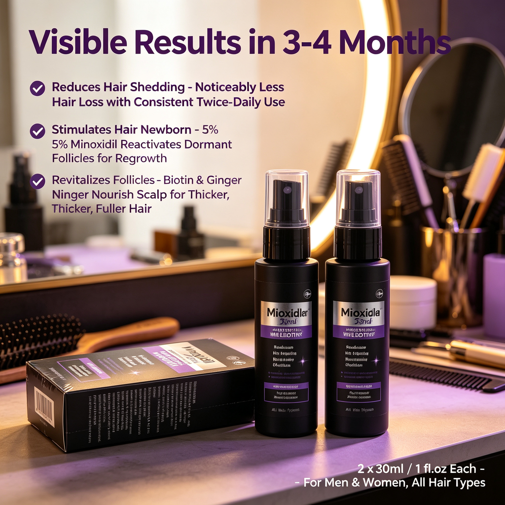 5% Hair Growth Spray 30ml*2 Pack, Biotin Infused Scalp Care Mist for Anti Hair Shedding & Follicle Nourishing