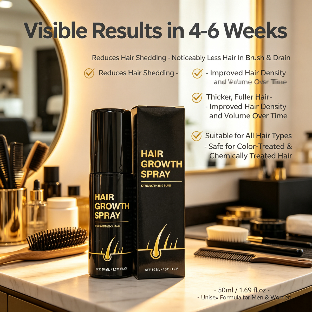 Hair Growth Care Spray 50ml, Scalp Nourishing Daily Hair Care Spray for Thicker & Healthier Looking Hair