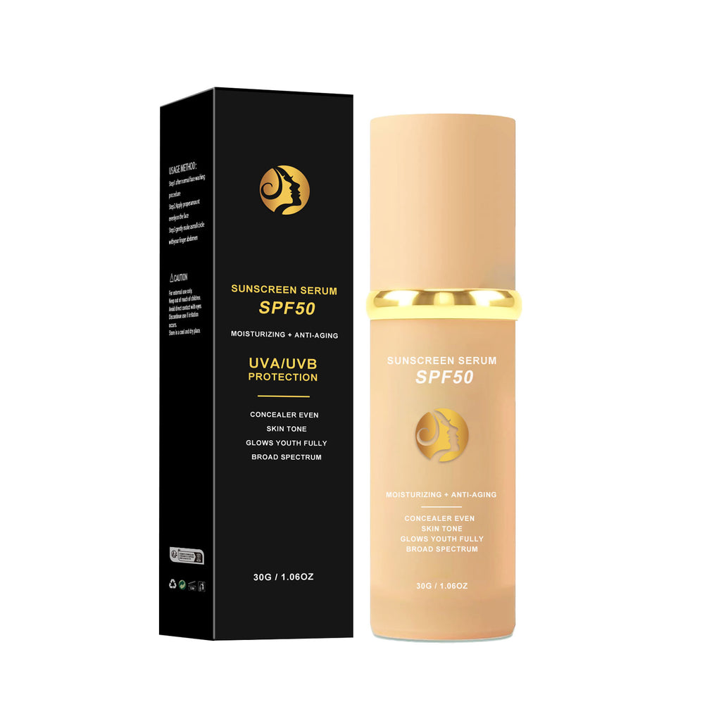 Daily Sunscreen Liquid Foundation 30g, Dual Use Sun Protection & Buildable Coverage Facial Base Makeup Oil Control Long Wear Sweat Resistant Foundation