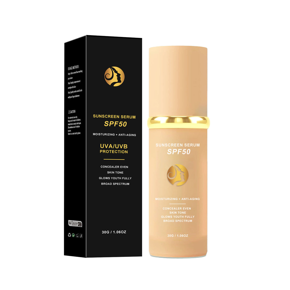Daily Sunscreen Liquid Foundation 30g, Dual Use Sun Protection & Buildable Coverage Facial Base Makeup Oil Control Long Wear Sweat Resistant Foundation