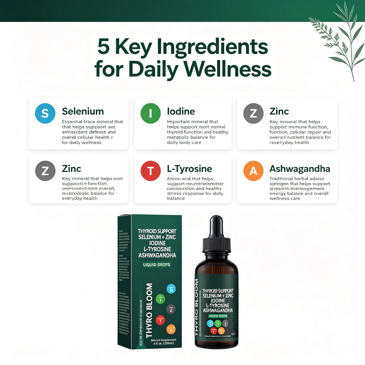 120ml Multi Trace Mineral Support Liquid Drops, Selenium Zinc Iodine Herbal Blend Dietary Supplement Tincture for Daily Body Nutrient Balance Wellness Care Drops