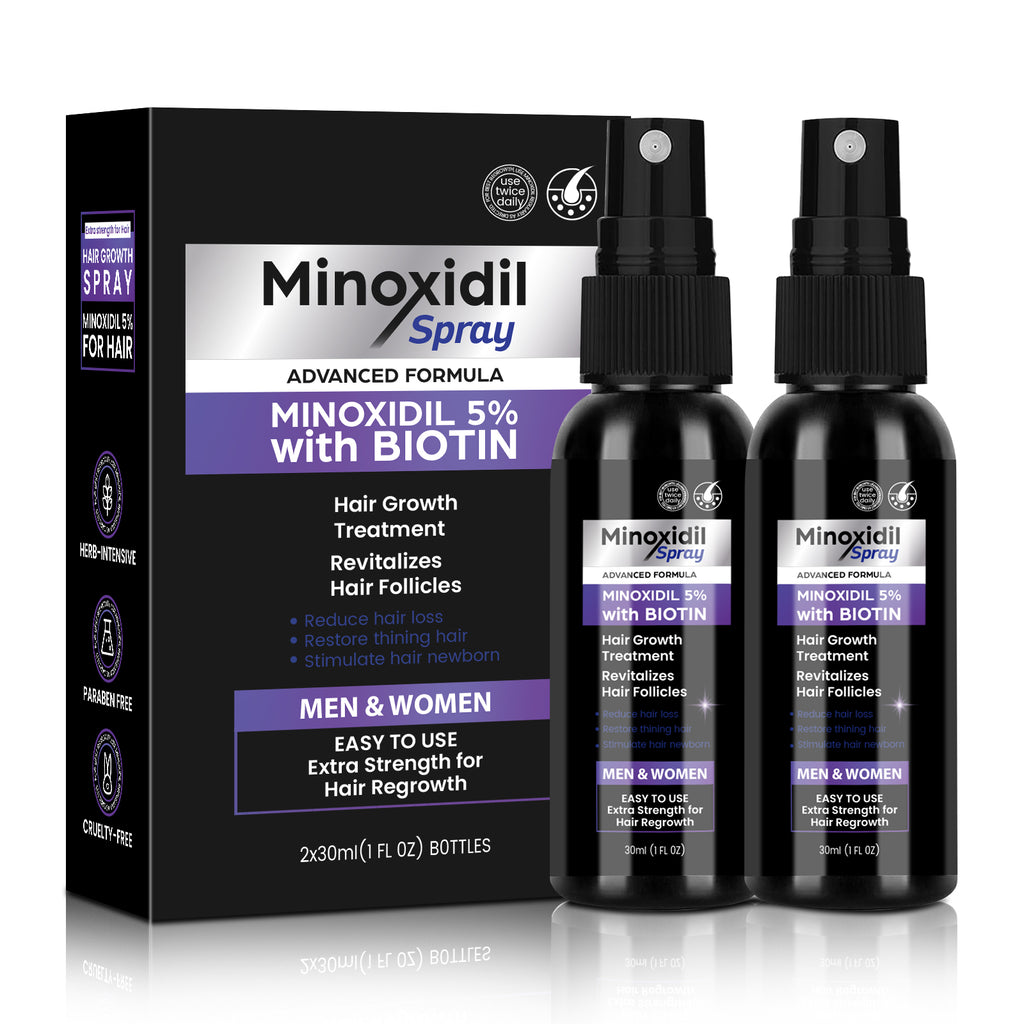5% Hair Growth Spray 30ml*2 Pack, Biotin Infused Scalp Care Mist for Anti Hair Shedding & Follicle Nourishing
