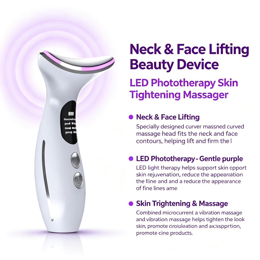Neck & Face Lifting Beauty Device, LED Phototherapy Skin Tightening Massager, Skin Rejuvenation Import Instrument for Neck Facial Fine Lines