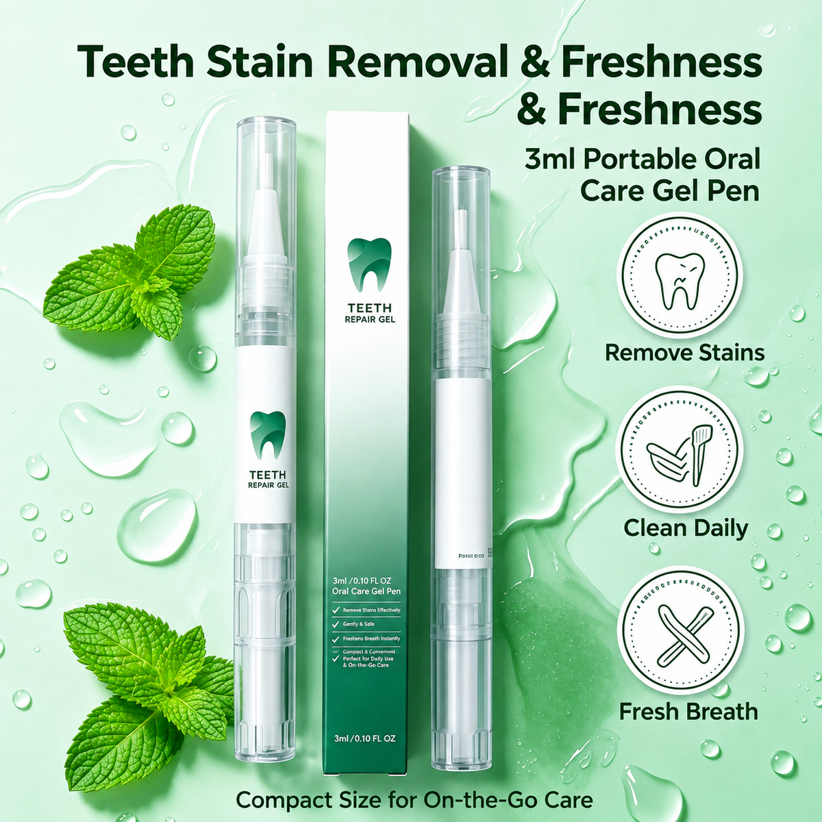 Teeth Care Gel Pen 3ml, Portable Oral Care Gel for Teeth Stain Removal, Daily Teeth Cleaning & Oral Freshness
