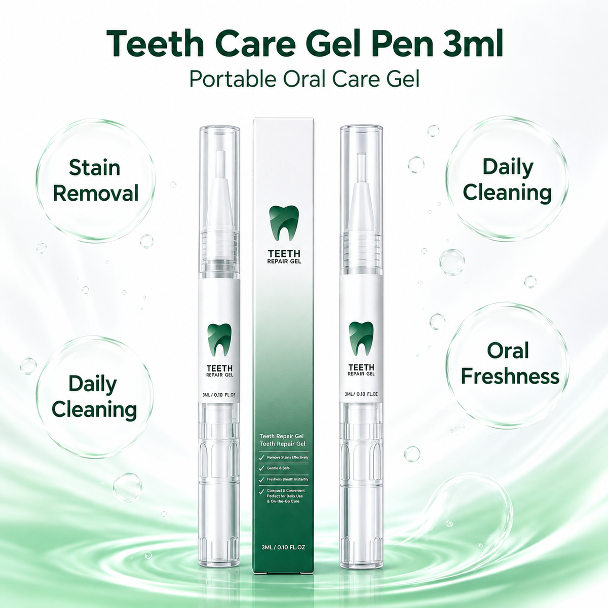Teeth Care Gel Pen 3ml, Portable Oral Care Gel for Teeth Stain Removal, Daily Teeth Cleaning & Oral Freshness