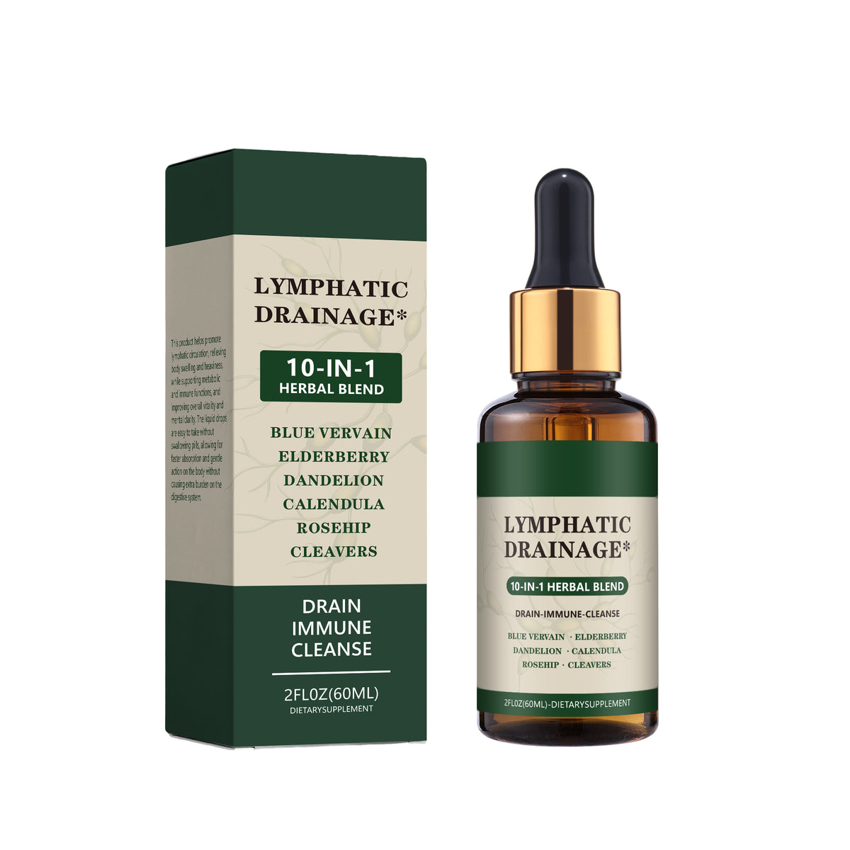 60ml Lymphatic Support Dietary Supplement Drops, Herbal Blend Lymphatic Drainage Wellness Tincture for Daily Body Circulation & Internal Balance Care Liquid Drops